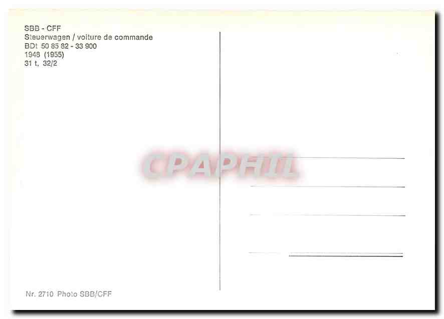 CPM SBB CFF voiture de commande BDt  — Verso
