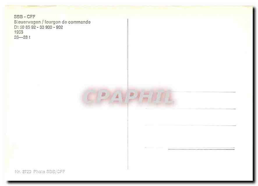 CPM SBB CFF fourgon de commande Dt — Verso