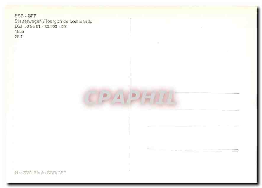 CPM SBB CFF fourgon de commande DZt — Verso