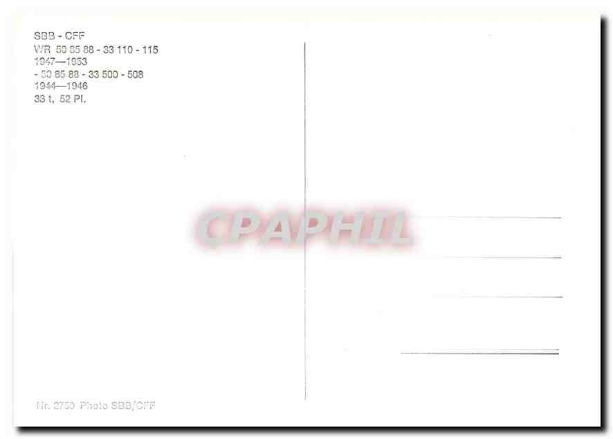 CPM  SBB CFF WR — Verso