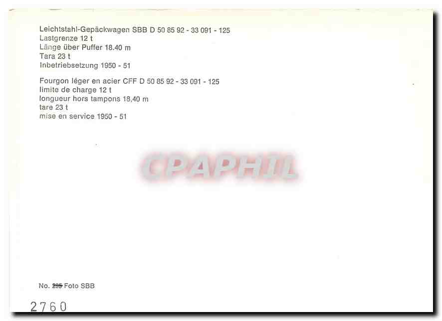 CPM Fourgon léger en acier CFF D — Verso