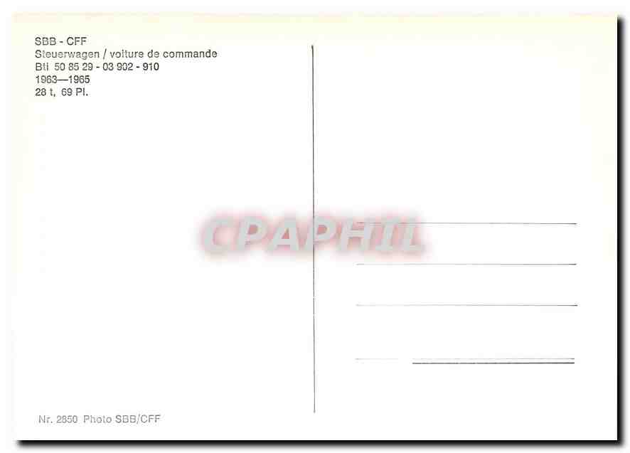 CPM SBB CFF voiture de commande Bti — Verso