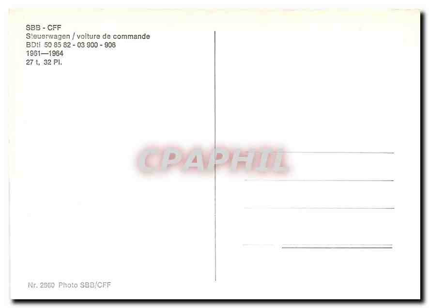 CPM  SBB CFF voiture de commande Bdti — Verso