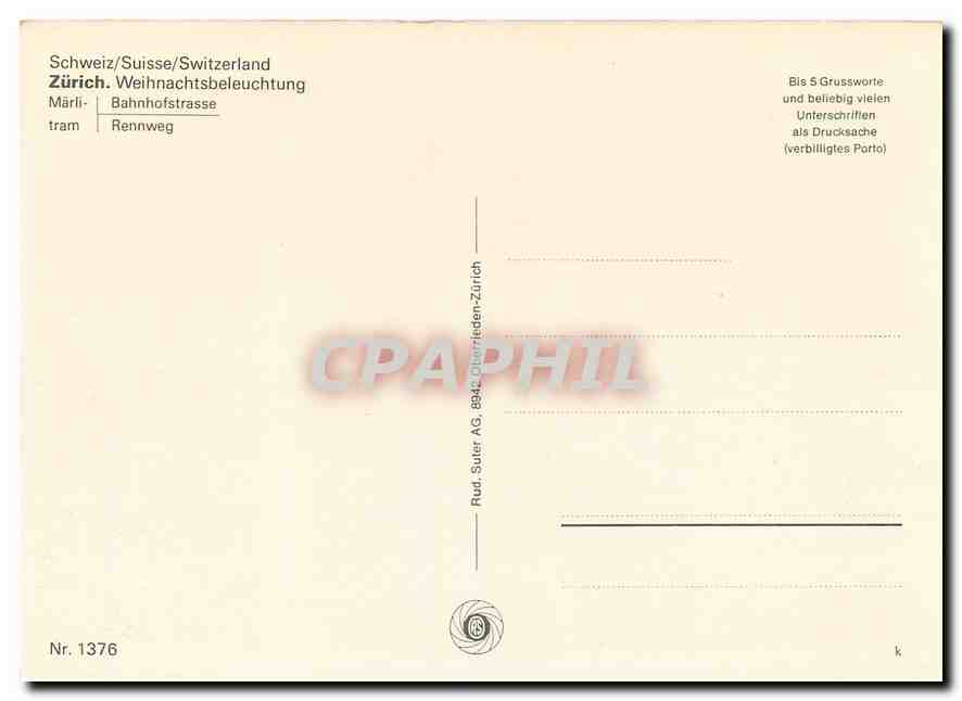 CPM Zurich Weihnachtsbeleuchtung — Verso