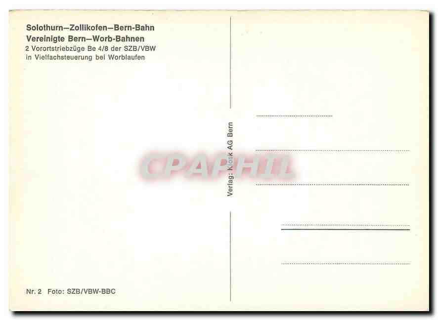 CPM Vereinigle Bern Worb Bahnen — Verso