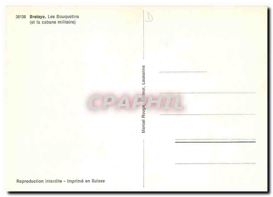 CPM Bretaye les Bouquetins et la cabane militaire — Verso
