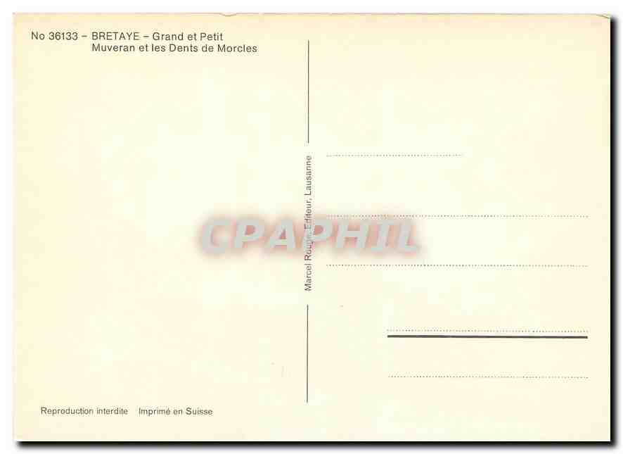 CPM Bretaye Grand et Petit Muveran et les Dents de Morcles — Verso