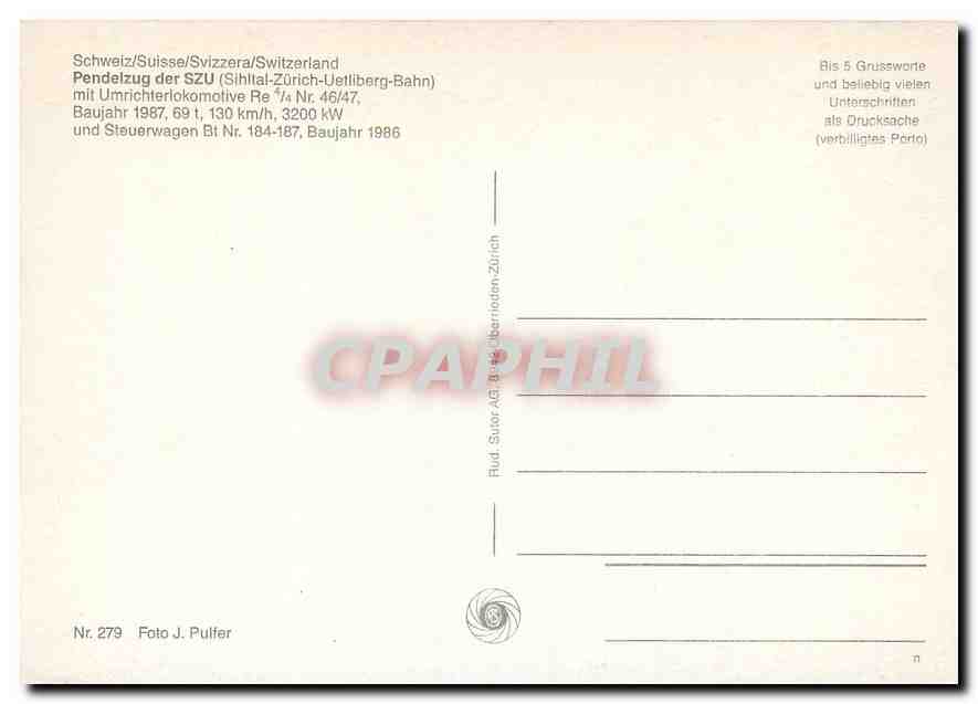 CPM Pondelzug der SZU mit Umrichterlokomotive Re — Verso