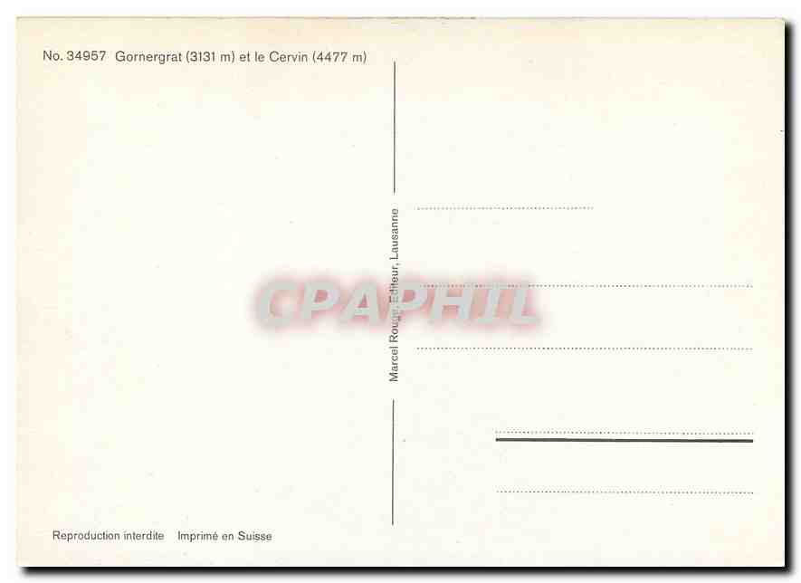CPM Gornergrat et le Cervin — Verso