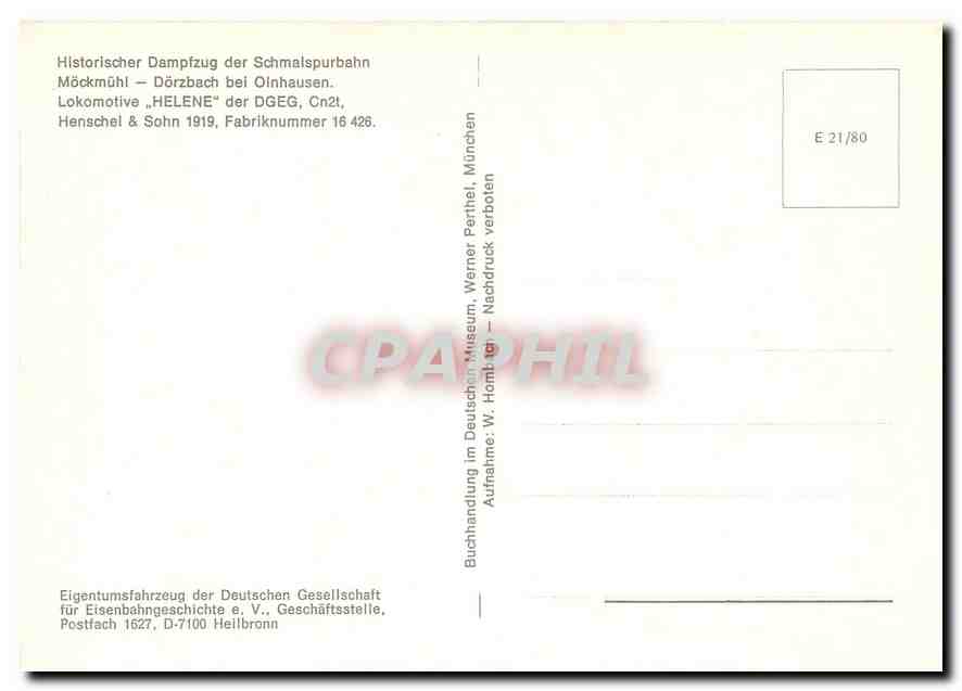 CPM Historischer Dampfzug der Schmalspurbahn — Verso