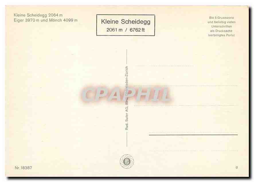 CPM Kleine Scheidegg Eiger und Monch — Verso