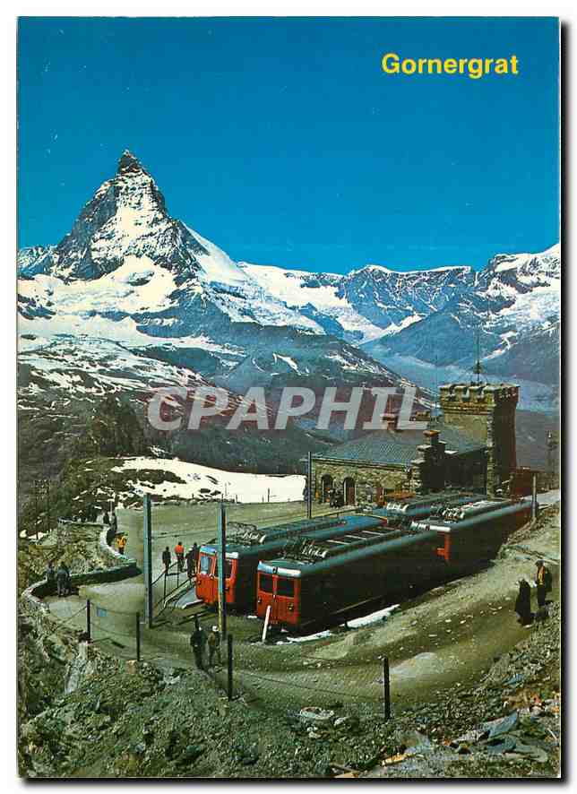 CPM Gornergrat ob Zermatt im Wallis Bahnstation mit Matterhorn
