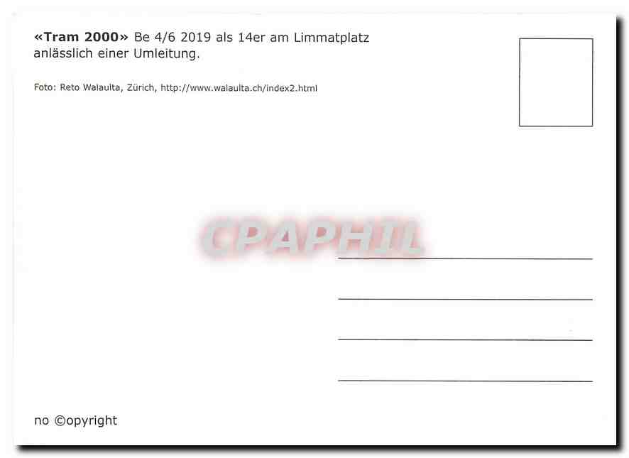 CPM Tram am Limmatplatz anlasslich einer Umleitung — Verso