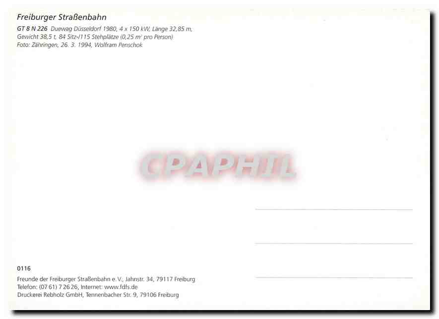 CPM Freiburger StraBenbahn Duewag Dusseldorf — Verso