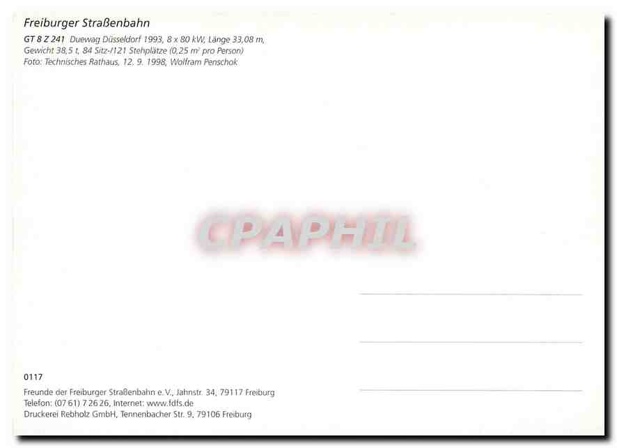 CPM Freiburger StraBenbahn Duewag Dusseldorf — Verso