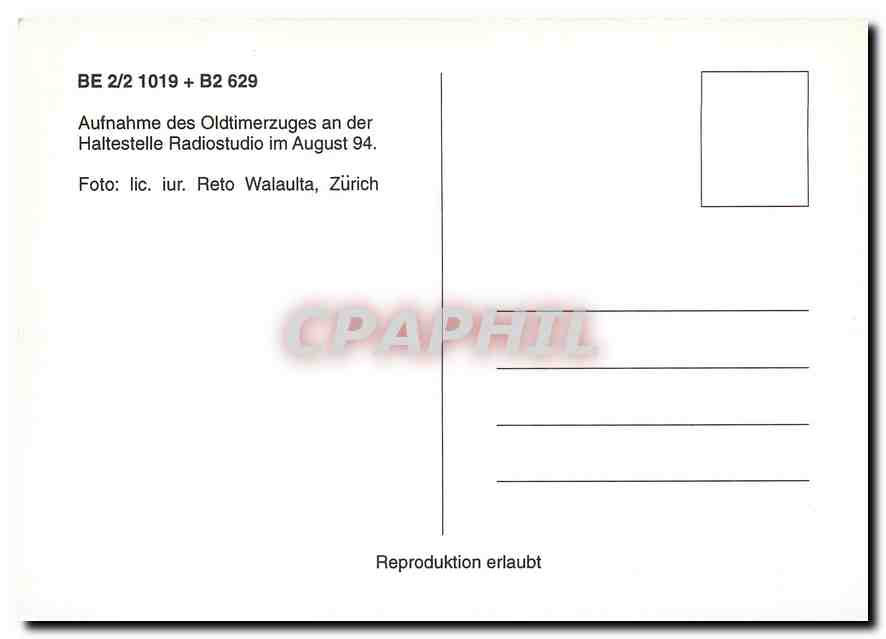 CPM Aufnahme des Oldtimerzuges an der Haltestelle Radiostudio im August 1994 — Verso