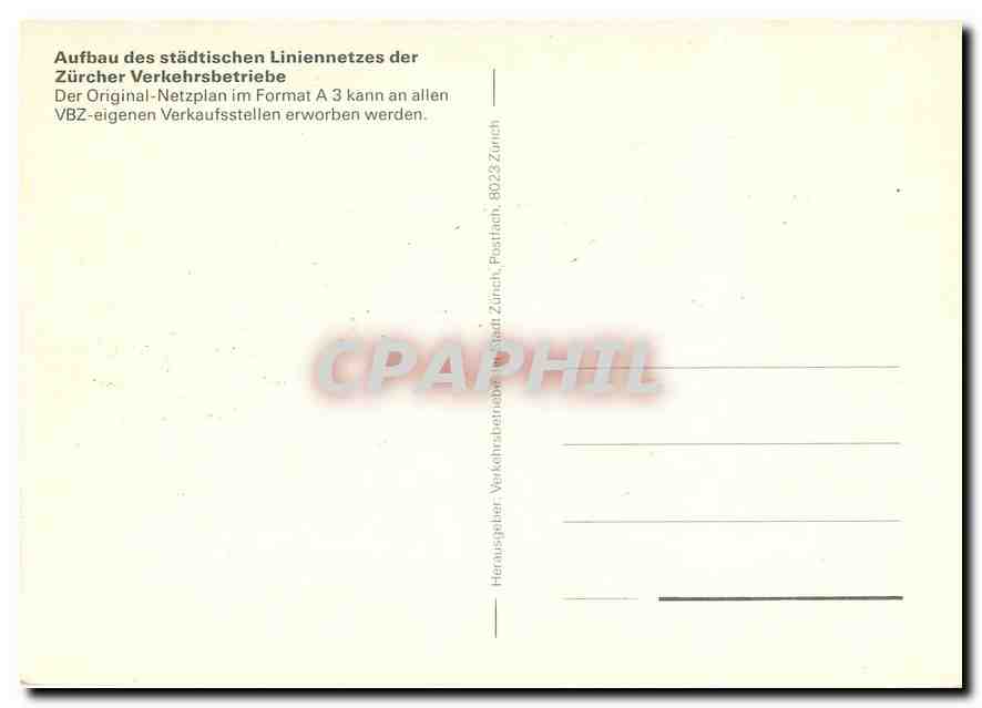 CPM Aufbau des stadtischen Liniennetzes der Zurcher Verkehrsbetriebe — Verso