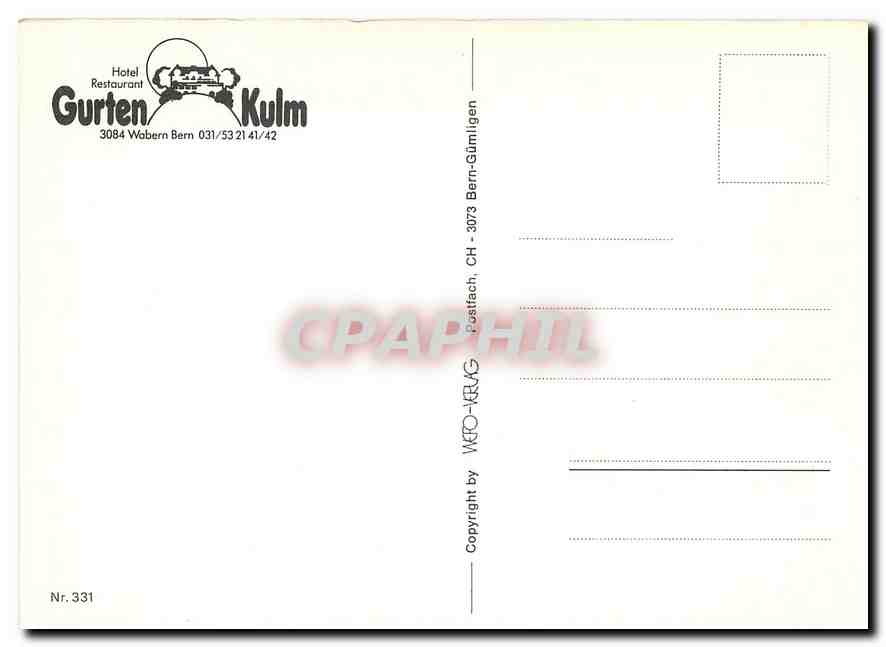 CPM Hotel restaurant Gurten Kulm Wabern Bern — Verso