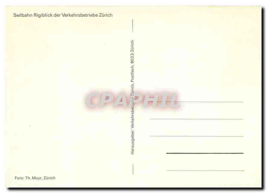 CPM Seilbahn Rigiblick der Verkehrsbetriebe Zurich — Verso