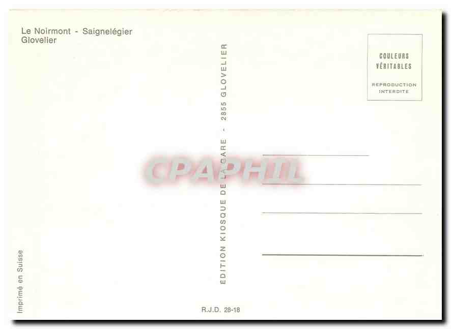 CPM Le Noirmont Saignelégier Glovelier — Verso