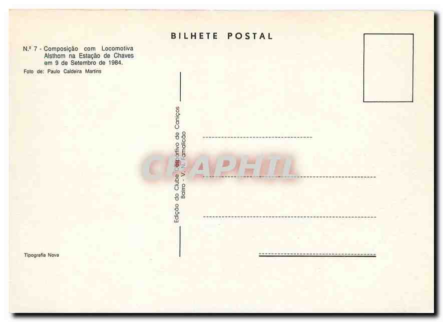 CPM Composicao com locomotiva Alsthom na Estacao de Chaves — Verso