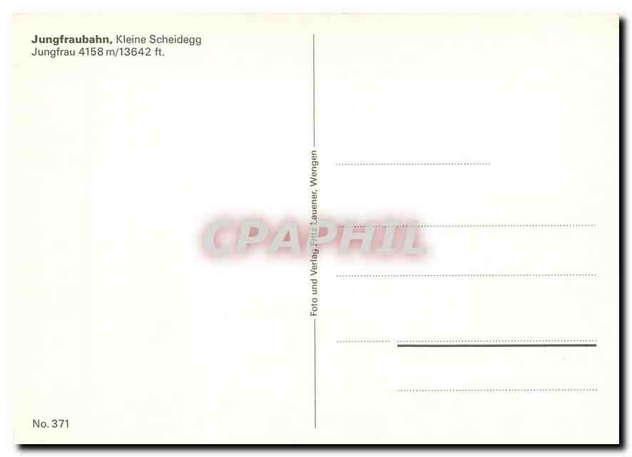 CPM Jungfraubahn Klein Scheidegg Jungfrau — Verso
