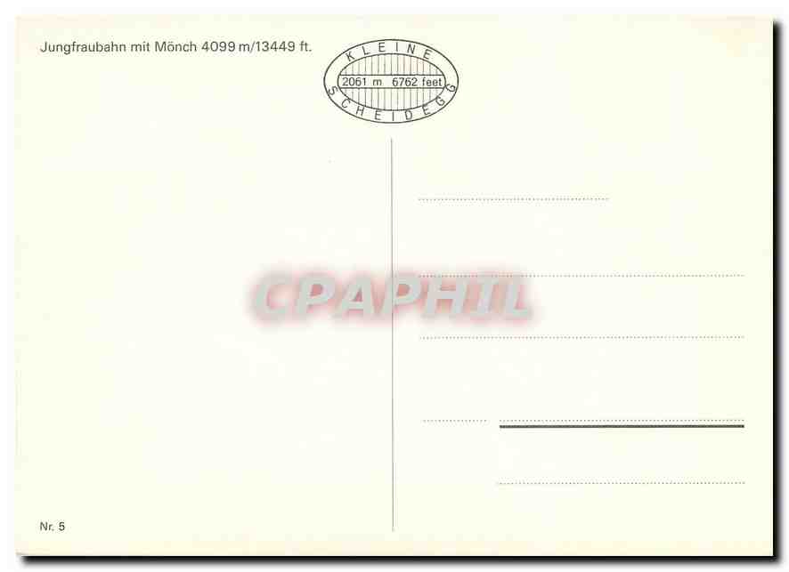 CPM Jungfraubahn mit Monch — Verso