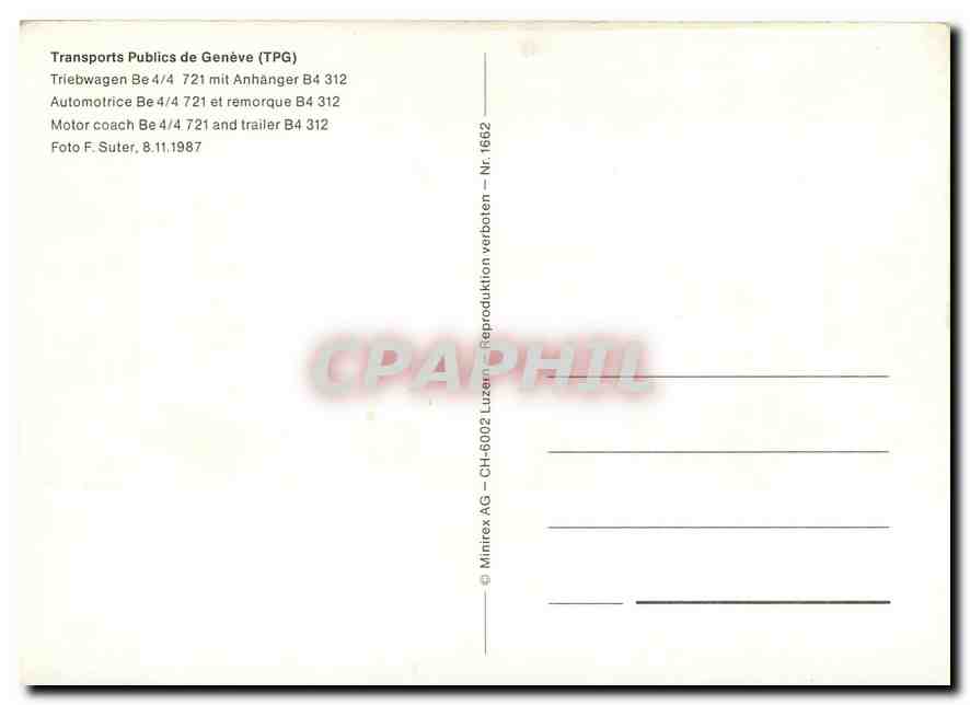 CPM Transports publics de Genève — Verso