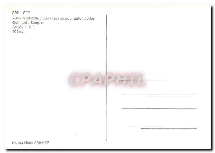 CPM Train navette pour automobiles Gotthard Simplon — Verso