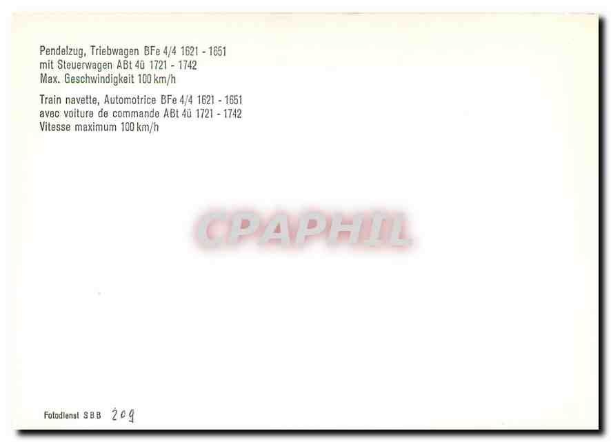 CPM Train navette automotrice Bfe avec voiture de commande Abt — Verso