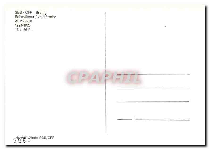 CPM SBB CFF Brunig voie étroite — Verso