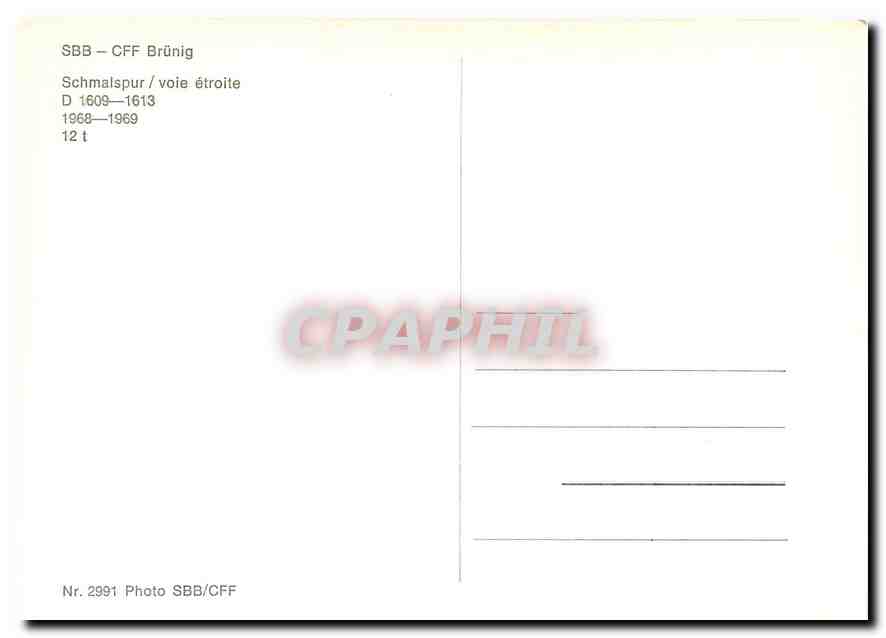 CPM SBB CFF Brunig voie étroite — Verso