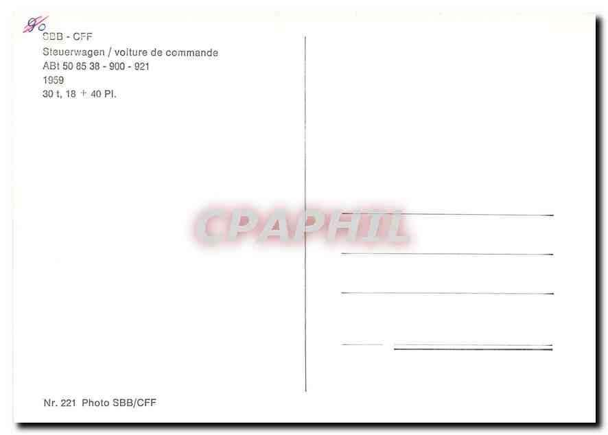 CPM SBB CFF voiture de commande Abt — Verso