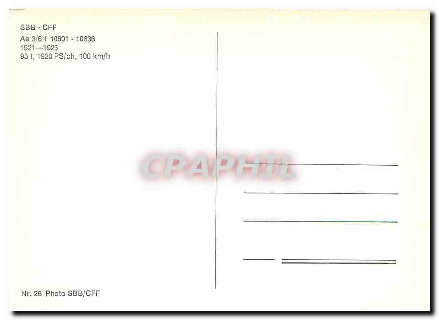 CPM SBB CFF Ae — Verso