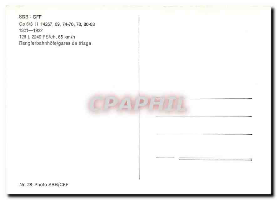 CPM SBB CFF Ce gares de triage — Verso