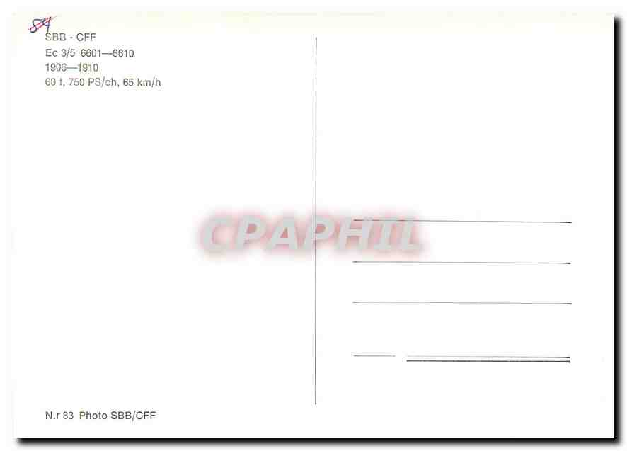 CPM SBB CFF Ec — Verso
