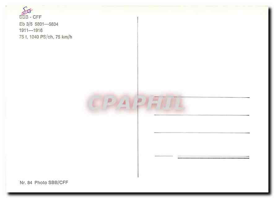 CPM SBB CFF Eb — Verso