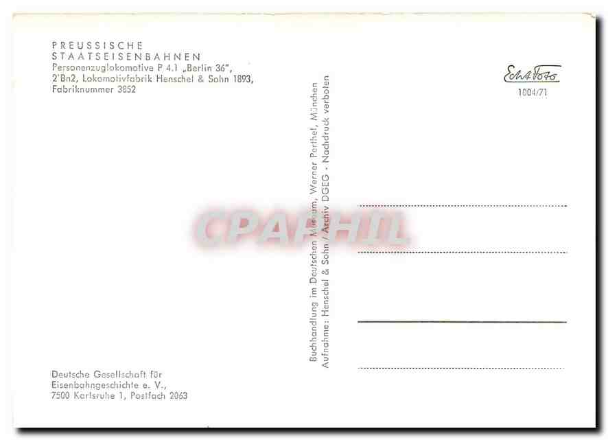 CPM Preussische Staatseisenbahnen Berlin — Verso