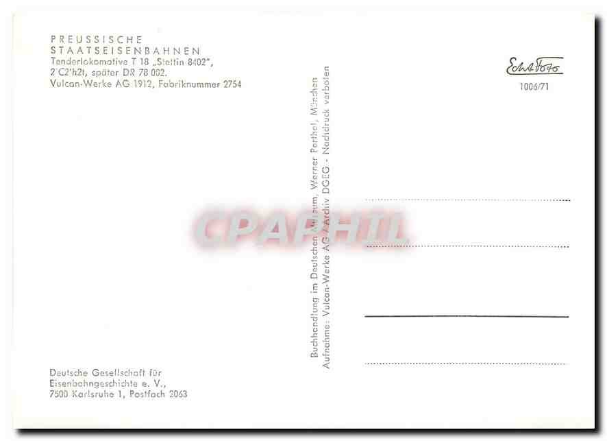 CPM Gek PreuBische Personerizug Tenderlokomotive — Verso