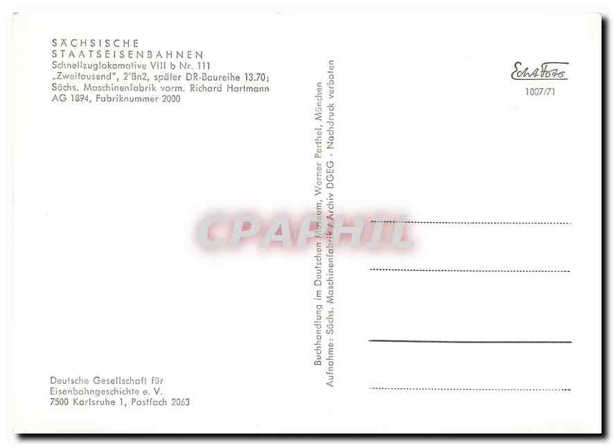 CPM Sachsische Staatseisenbahnen Schnellzuglokomotive — Verso
