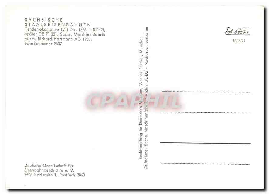 CPM Sachsische Staatseisenbahnen Tenderlokomotive — Verso