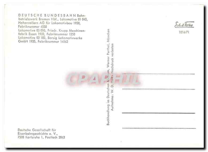 CPM Deutsche Bundesbahn Bahn betriebswerk Bremen Hbf Lokomotive — Verso