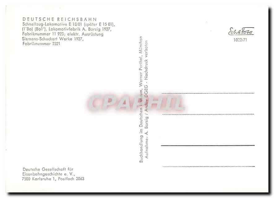 CPM Deutsche Reichsbahn Schnellzug lokomotive — Verso