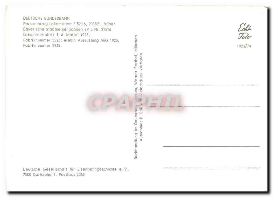 CPM Deutsche Bundesbahn Personenzug lokomotive — Verso