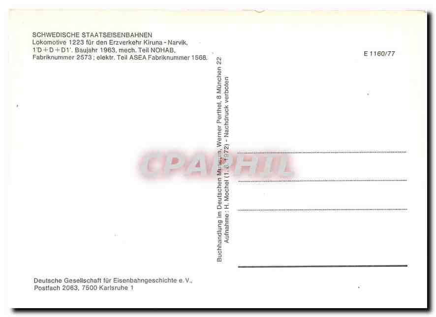 CPM Schwedische staatseisenbahnen lokomotive — Verso