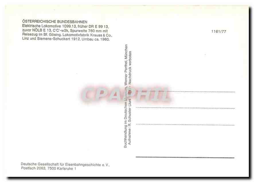 CPM Osterreichische Bundesbahnen elektrische lokomotive — Verso