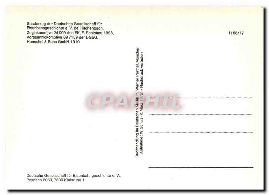 CPM Sonderzug der Deutschen Gesellschatf fur Eisenbahngeschichte — Verso