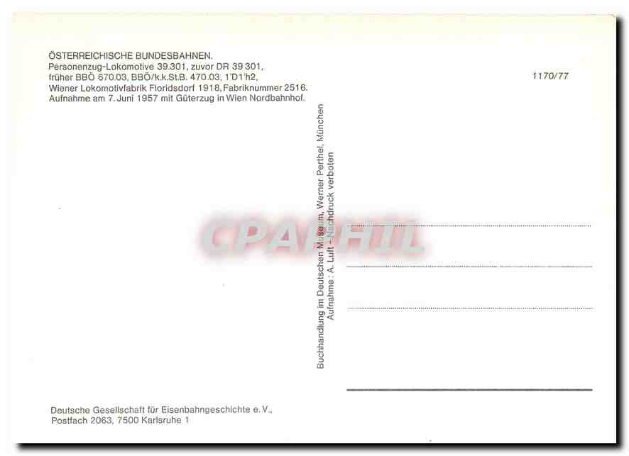 CPM Osterreichische Bundesbahnen personenzug lokomotive — Verso