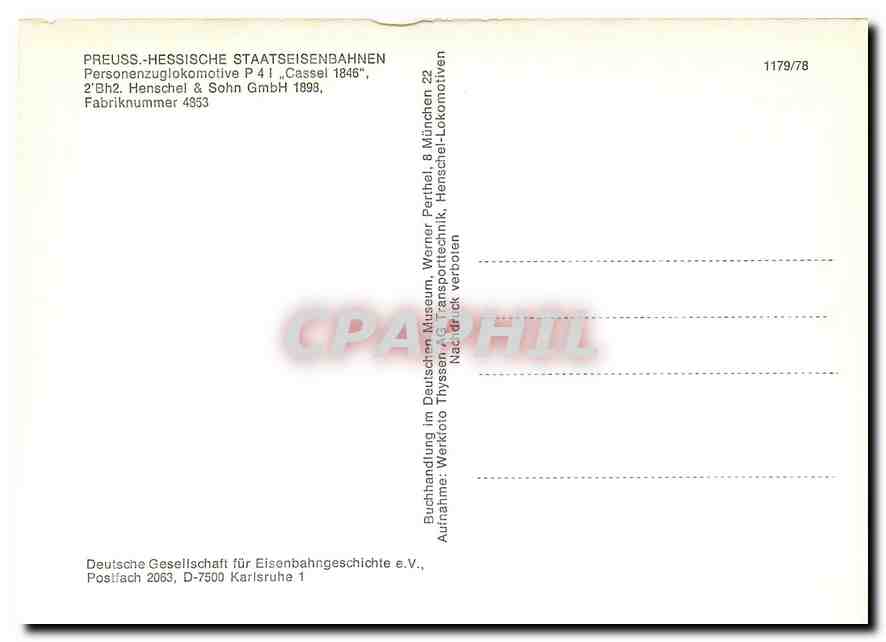 CPM Preuss Hessische Staatseisenbahnen Personenzuglokomotive P — Verso