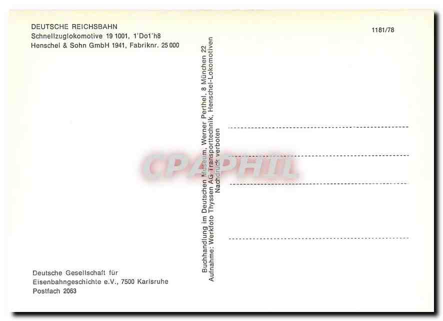 CPM Deutsche Reichsbahn Schnellzuglokomotive — Verso